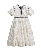 Vestido de florecitas en crudo con flores y detallen en negro. Trajes de invitada para niñas y adolescentes Boda, Primera Comunion Cosmosophie