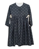 Vestido lino azul noche estampado arboles Cosmosophie