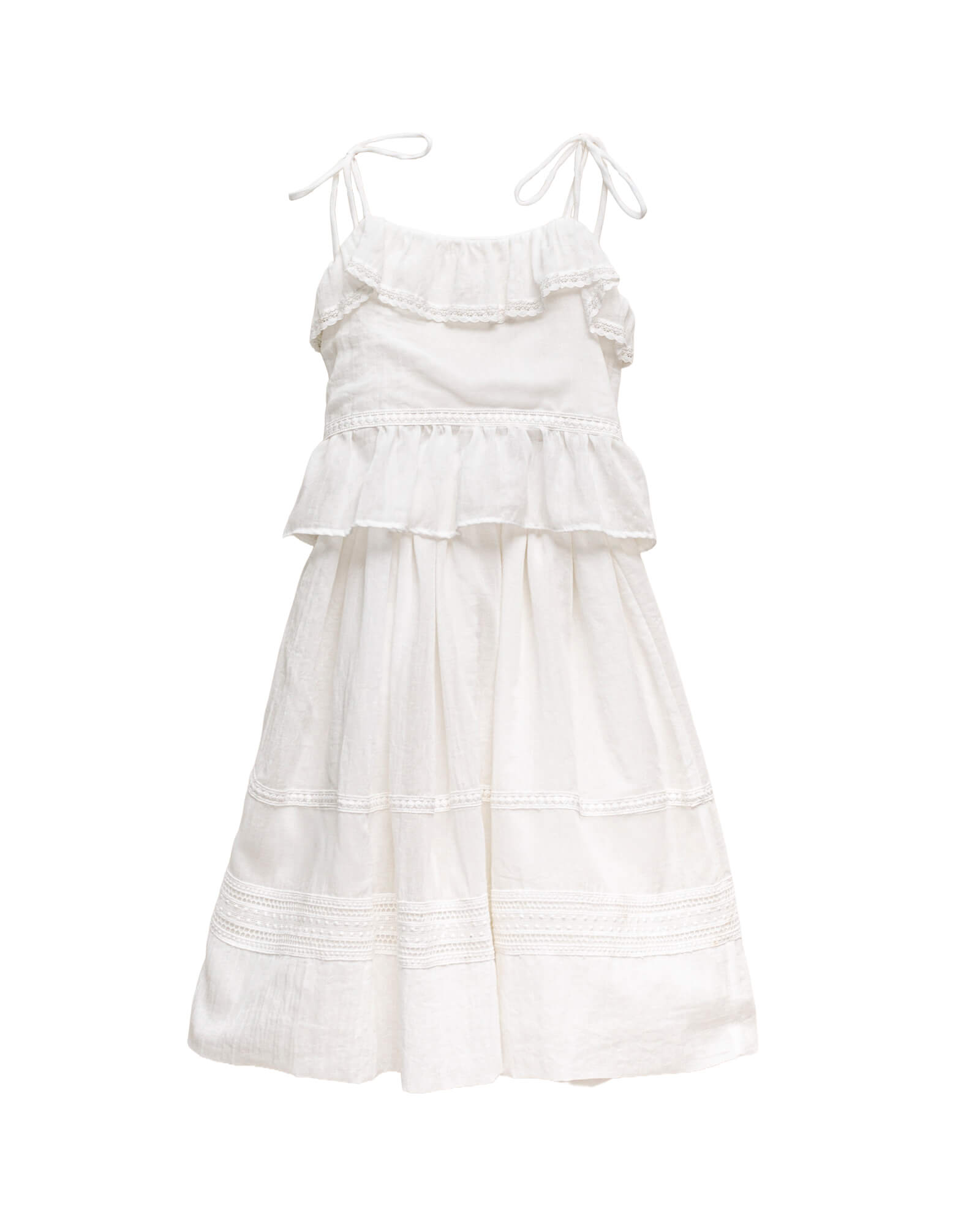 Conjunto falda y blusa en blanco con encaje guipur para niña cosmosophie