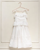 Conjunto falda y blusa en blanco con encaje guipur para niña cosmosophie