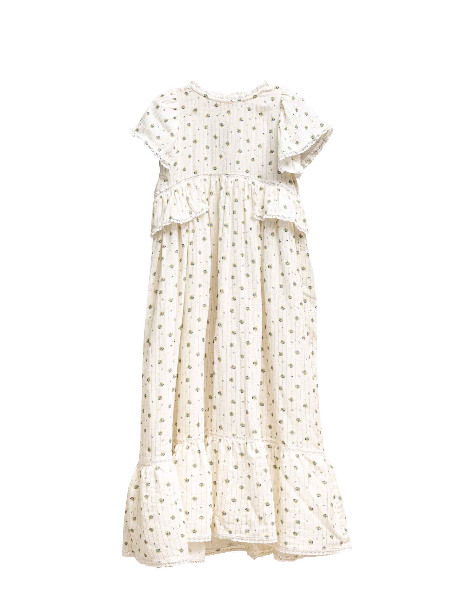 Traje de arras largo para niña de flores con toque dorado Cosmosophie