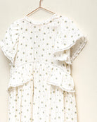 Traje de arras largo para niña de flores con toque dorado Cosmosophie