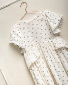 Traje de arras largo para niña de flores con toque dorado Cosmosophie