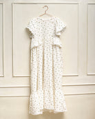 Traje de arras largo para niña de flores con toque dorado Cosmosophie