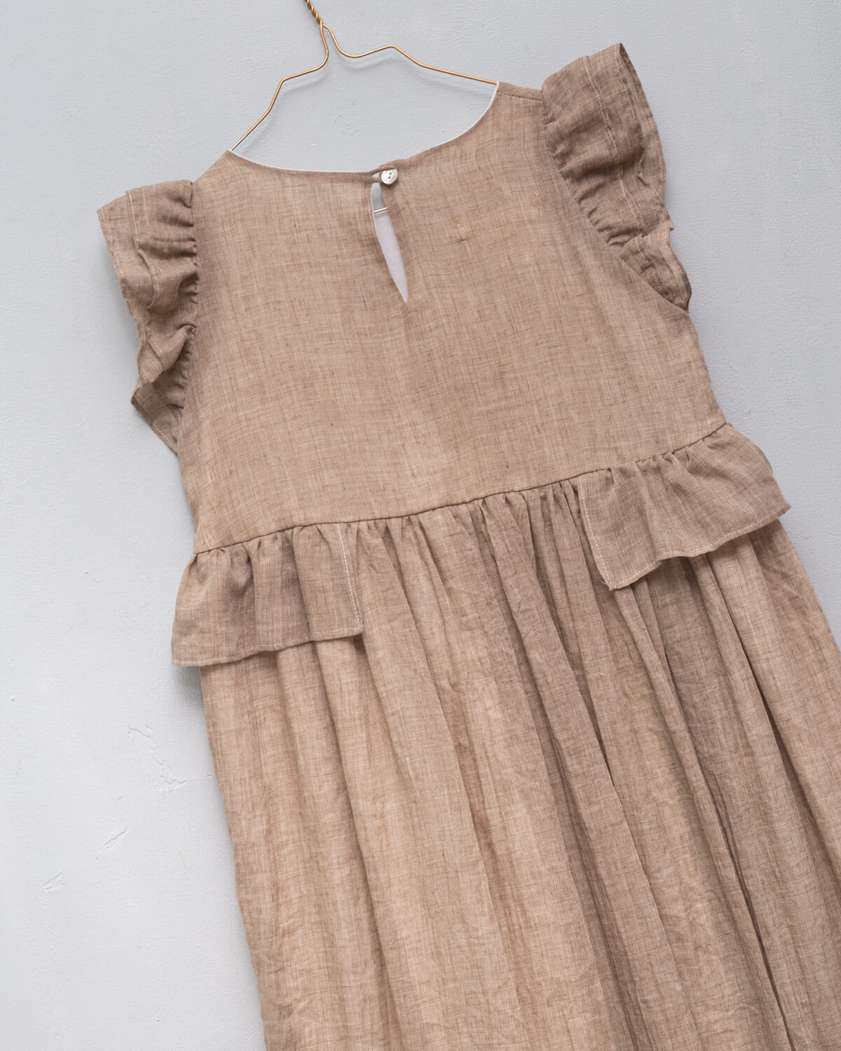 vestido de arras largo el color toffe lino para niñas Cosmosophie