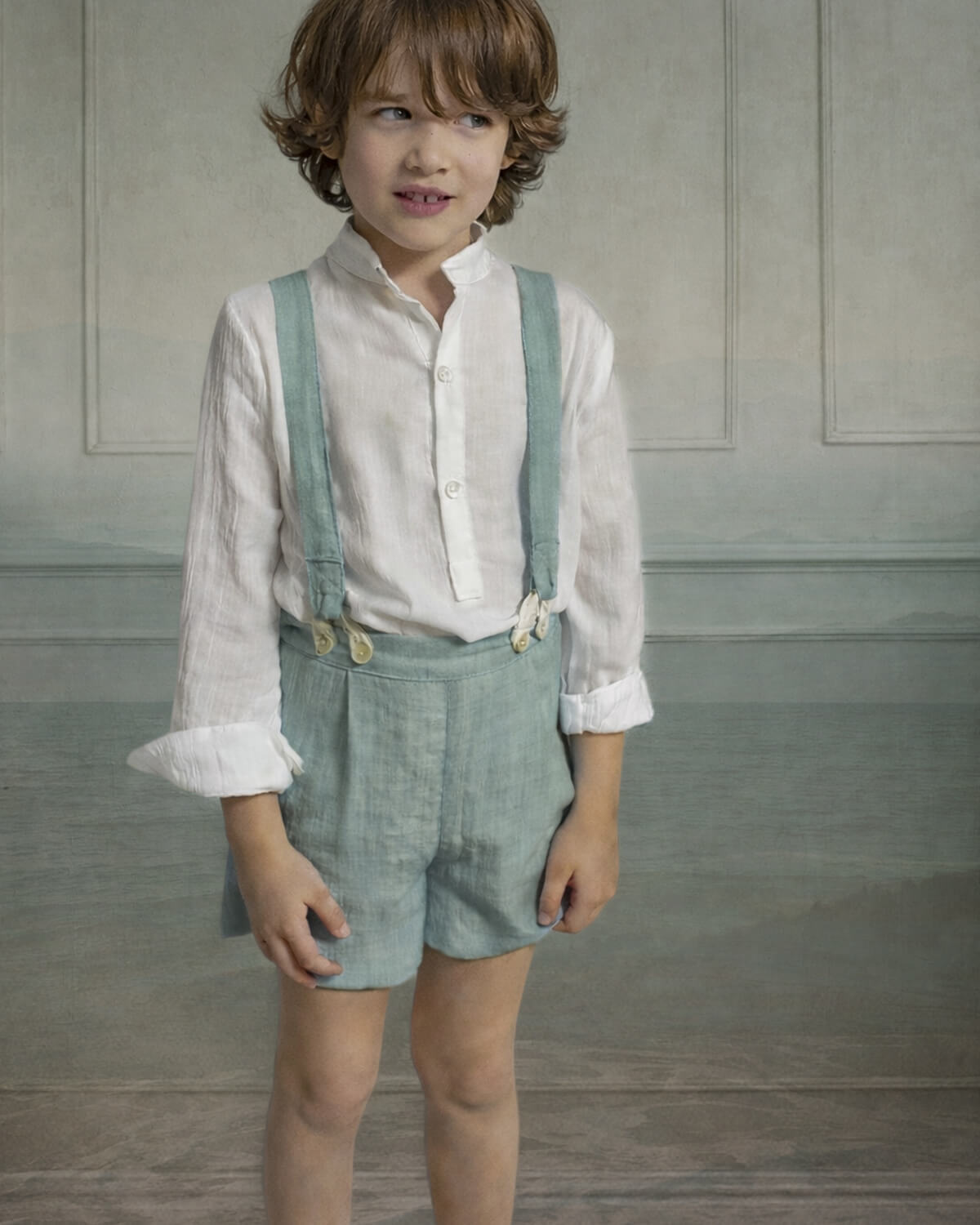 Pantalon corto niño para arras color verde Cosmosophie