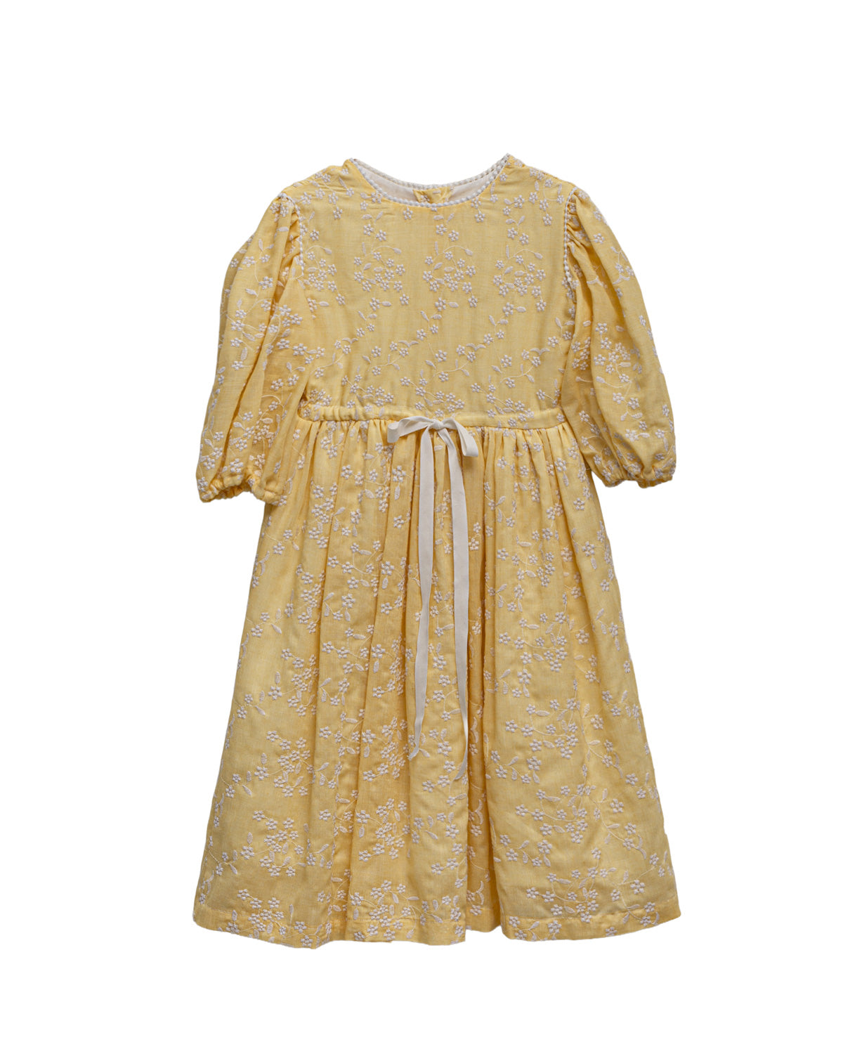 vestido amarillo bordado en blanco Cosmosophie