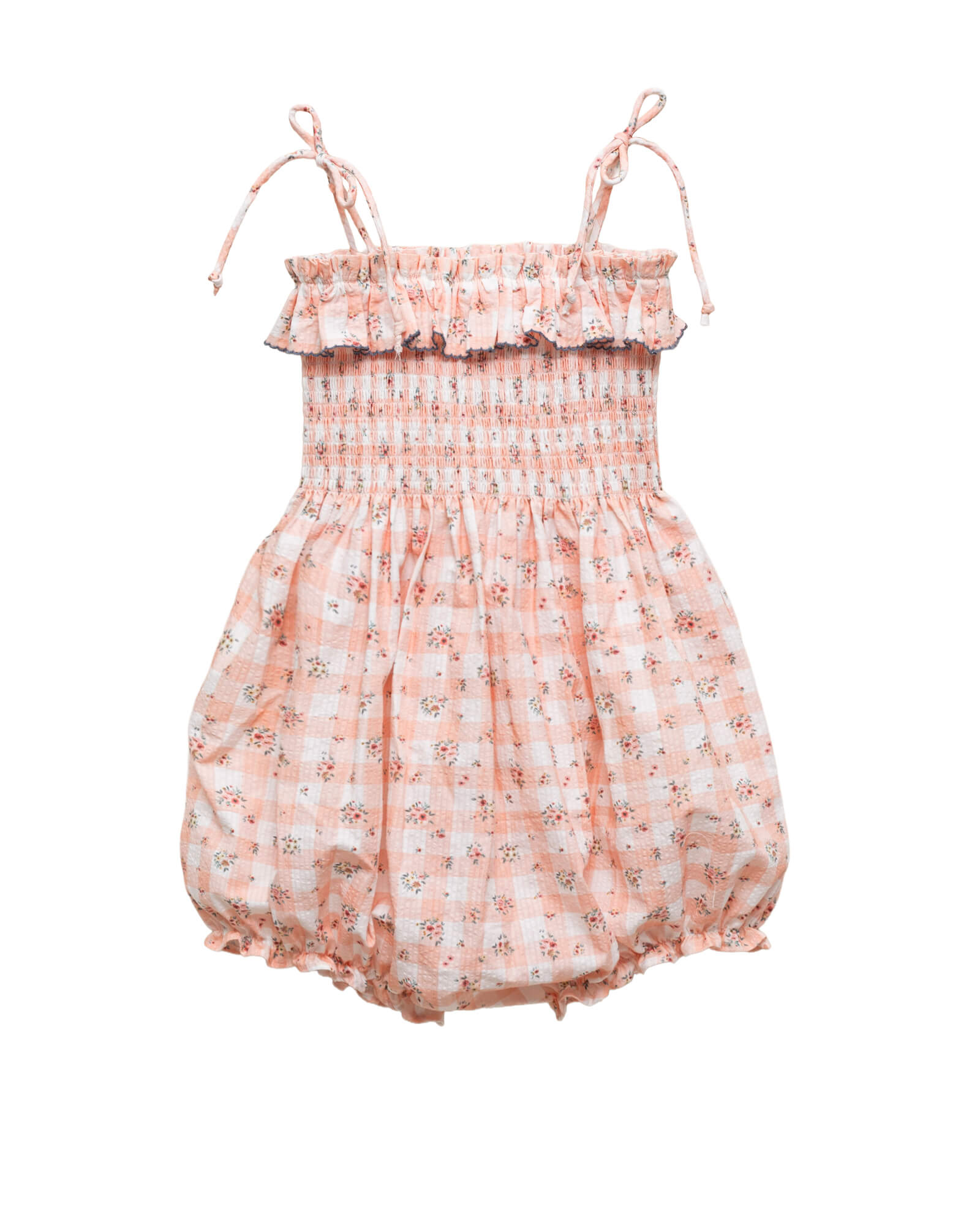 Mono tirantes nido de abeja para niña en vichy rosa Cosmosophie