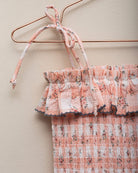 Mono tirantes nido de abeja para niña en vichy rosa Cosmosophie