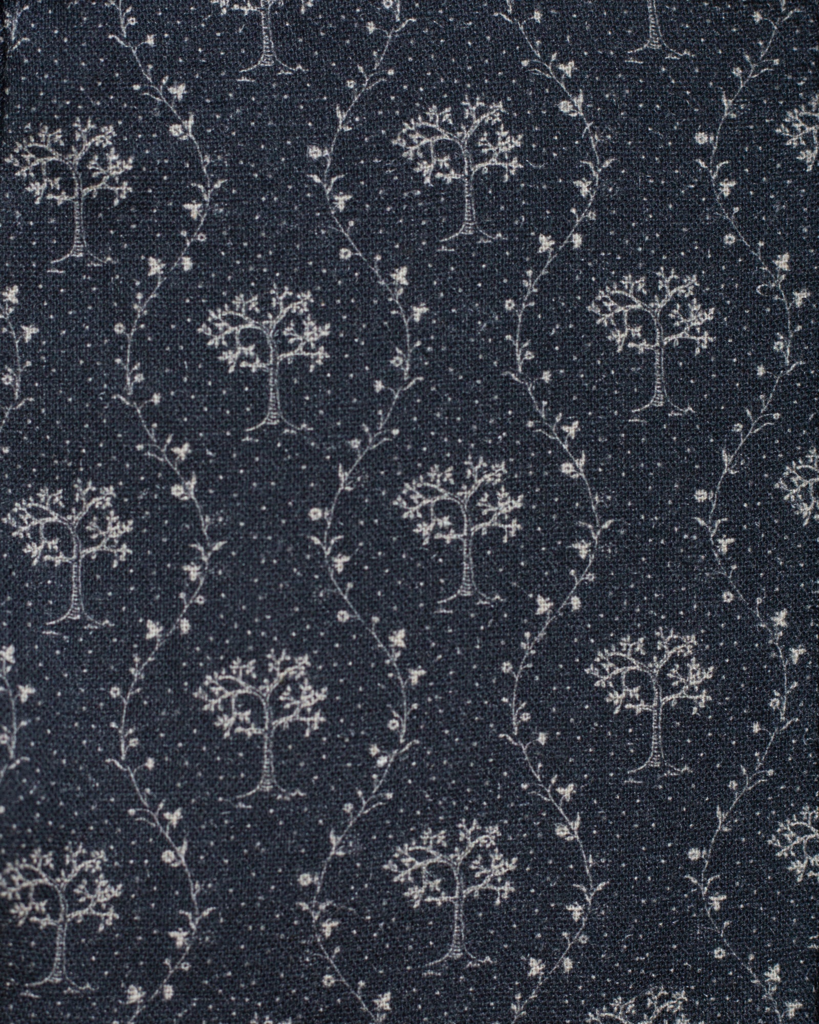 Vestido lino azul noche estampado arboles Cosmosophie