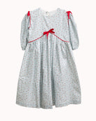 Vestido para niña invitada vichy azul con estampado de cerezas Cosmosophie