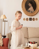 Vestido beige tejido bordado Cosmosophie