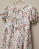 Vestido largo Arras en flores y blanco. con lazitos y encaje. Cosmosophie