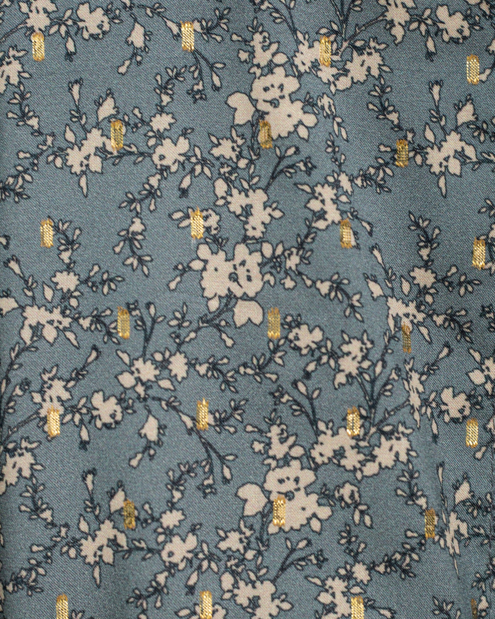 Falda azul grisaceo para adolescentes de flores beige y oro Cosmosophie