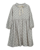 Vestido en beige con flores en gris y azul para adolescente Cosmosophie