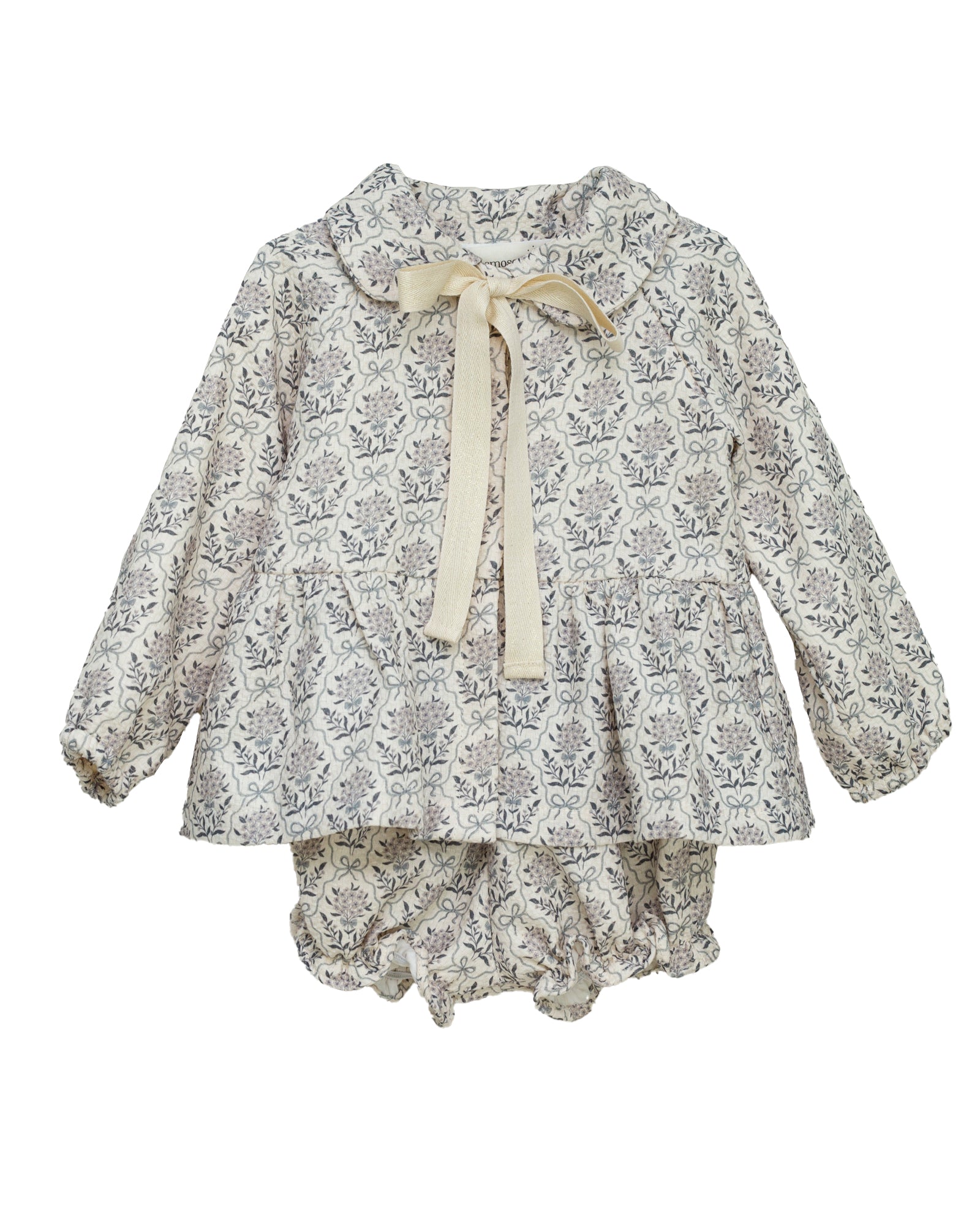 Conjunto bebe crudo con flores en azul Cosmosophie