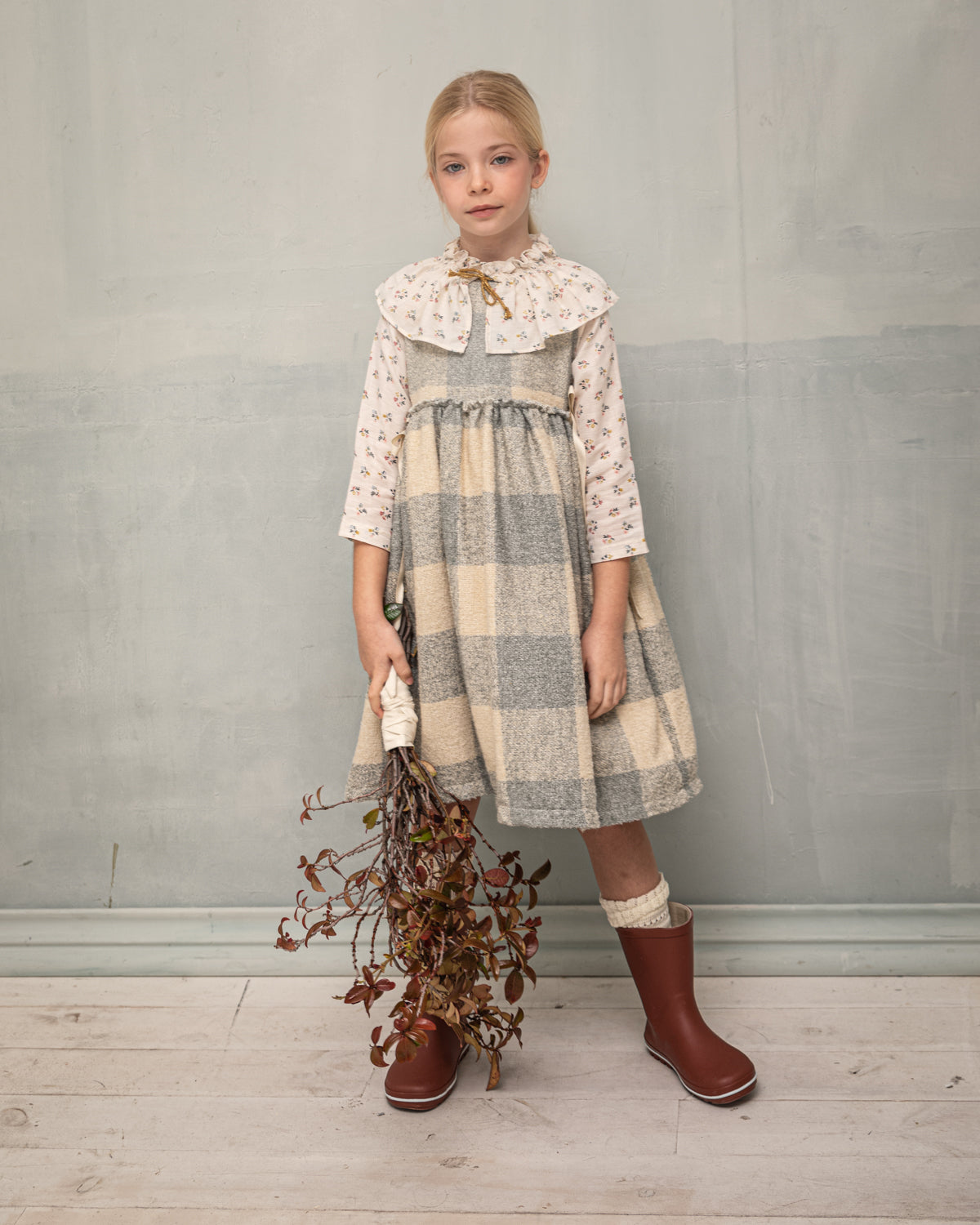 Pichi tweed cuadros gris y beige Cosmosphie