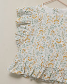 Conjunto para adolescente de top y falda midi en batista bordada blanco y amarillo Cosmosophie