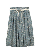 Falda azul grisaceo para adolescentes de flores beige y oro Cosmosophie