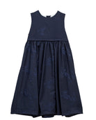 Vestido pichi azul noche de lana bordada Cosmosophie