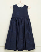 Vestido pichi azul noche de lana bordada Cosmosophie