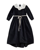 Vestido largo negro terciopelo cuello encaje Cosmosophie