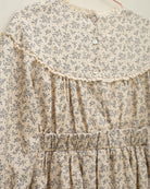 Vestido lino beige con flores azul marino Cosmosophie