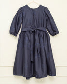 Vestido adolescente azul noche de lana bordada Cosmosophie