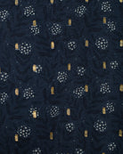 Vestido flores azul marino con oro Lotus de Cosmosophie