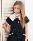 pleated collar with gold bow and stars detail