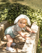 baby shirt ruffled collar in flower print with gold dots