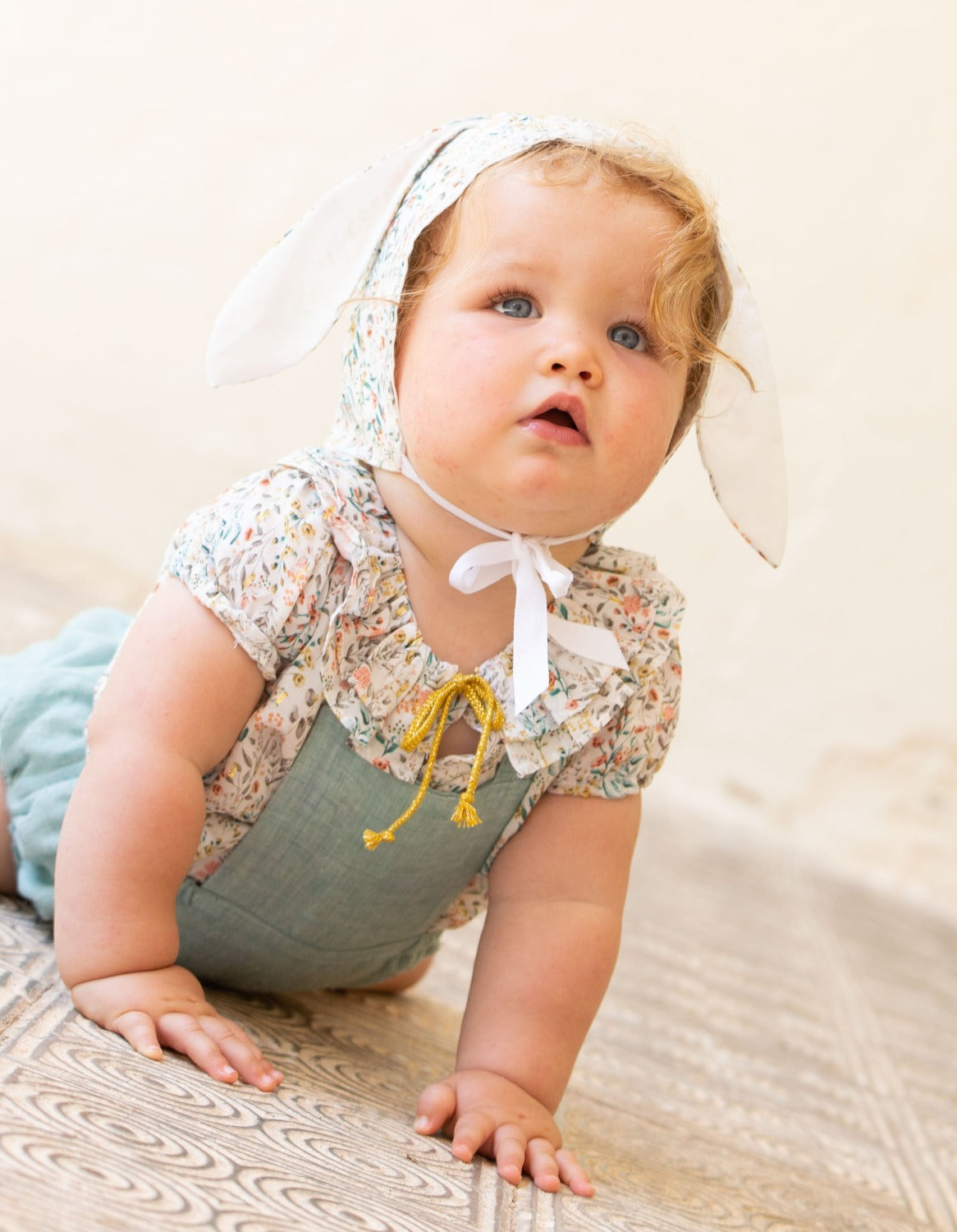 Bunny bonnet for baby floral print ear rabbit for special occasion ceremony wedding guest luxury brand for childrens