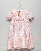 Vestido vichy con flores gran cuello y lacito oro Cosmosophie