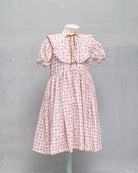 Vestido para niña cichy rosa y flores. cuello con volantes. Para boda, comunion, bautizo o fiesta. Vestido elegante para fiesta.