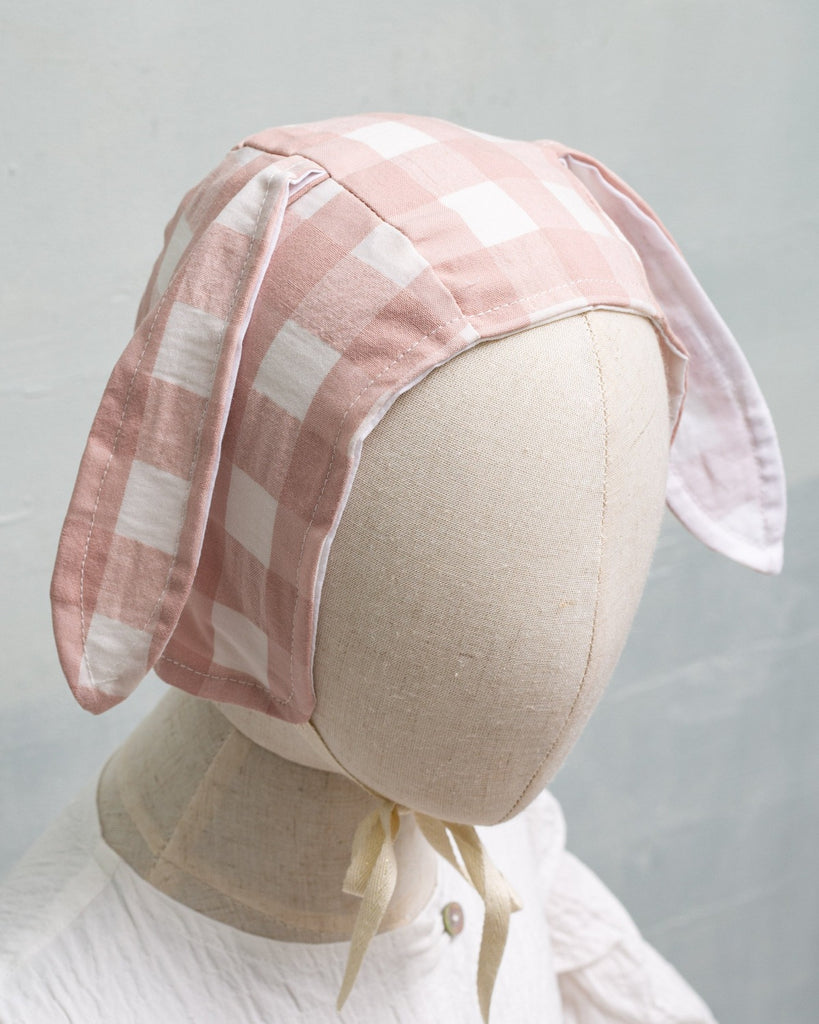 bunny bonnet rabbit ears for baby gingham print special occasion wedding guest