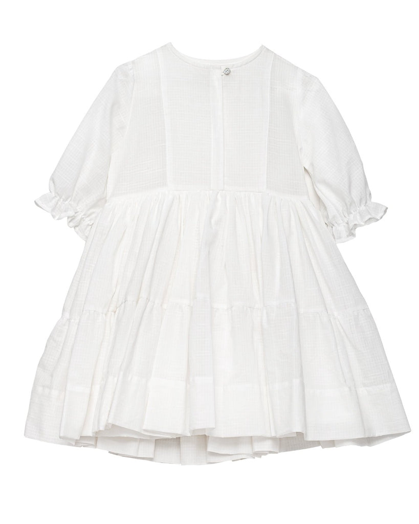white dress luxury for special occasion flounced skirt Cosmosophie