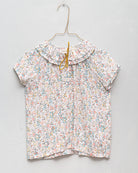 baby shirt ruffled collar in flower print with gold dots