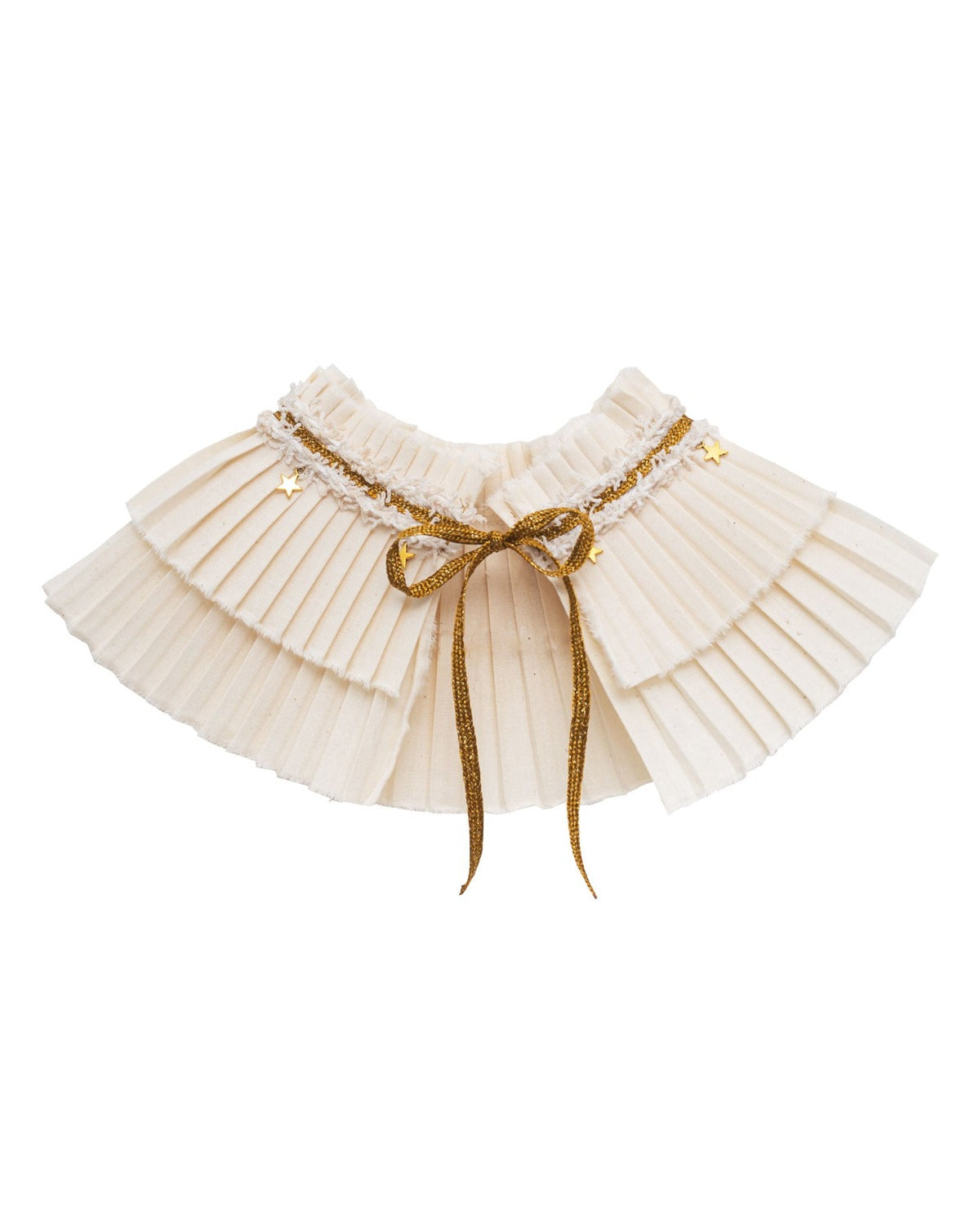 pleated collar with gold bow and stars detail