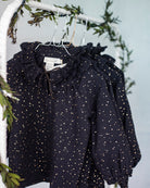 christmas shirt for party special occasion. blusa para navidad para niña negro y oro