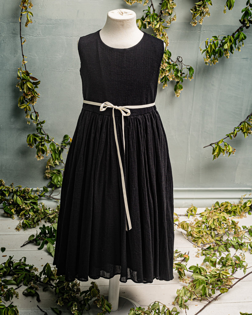no sleeve Black long dress for kids special occasion party y organic cotton