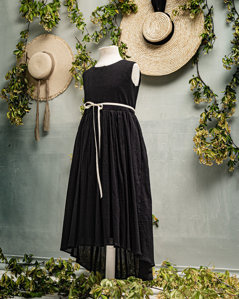 Black long dress for kids special occasion party y organic cotton