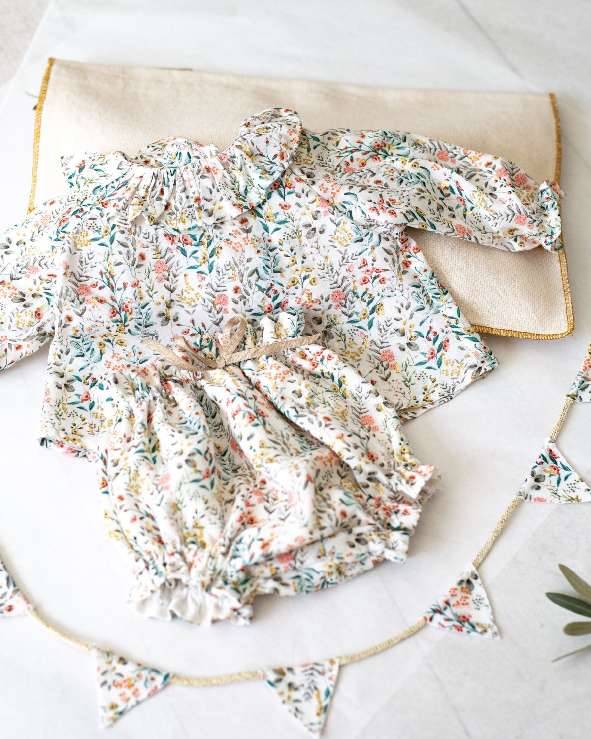 new born baby set layette shirt and blomers for baby shower gift Cosmosophie children luxury kidswear brand